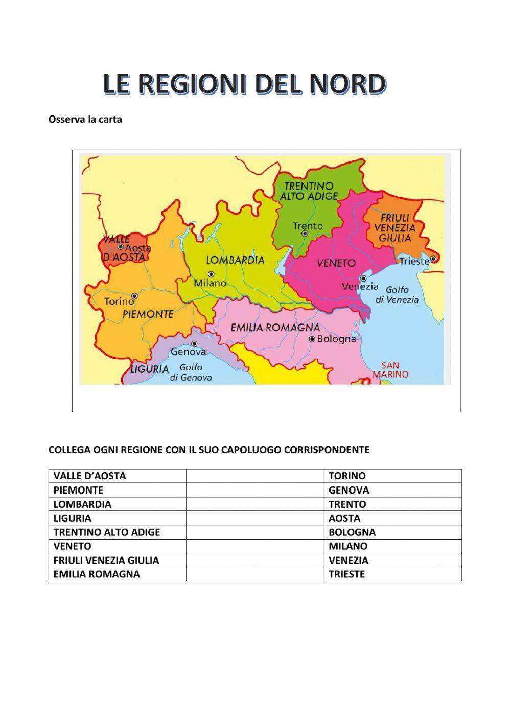 Le regioni del Nord Italia