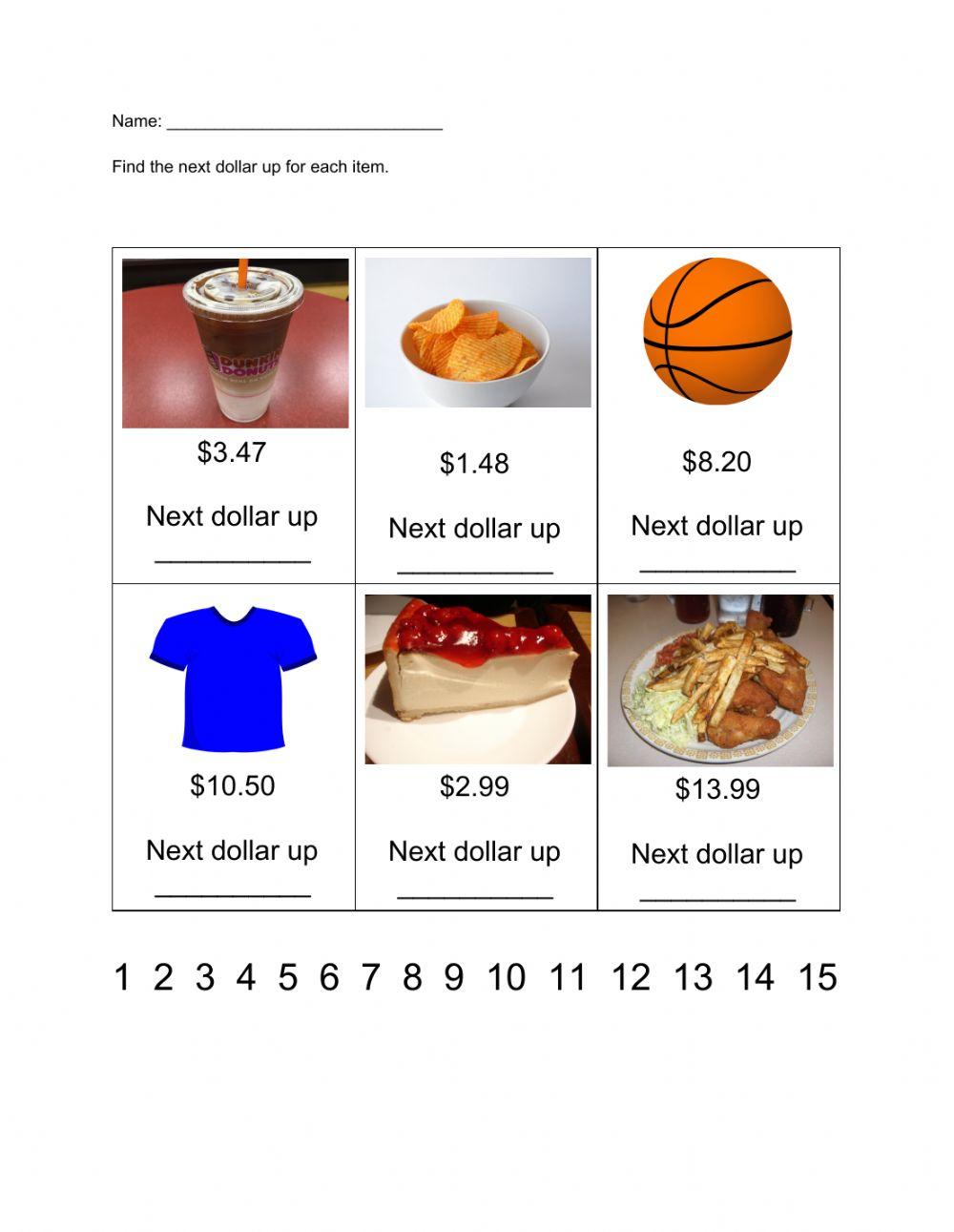 Next dollar up worksheet Live Worksheets
