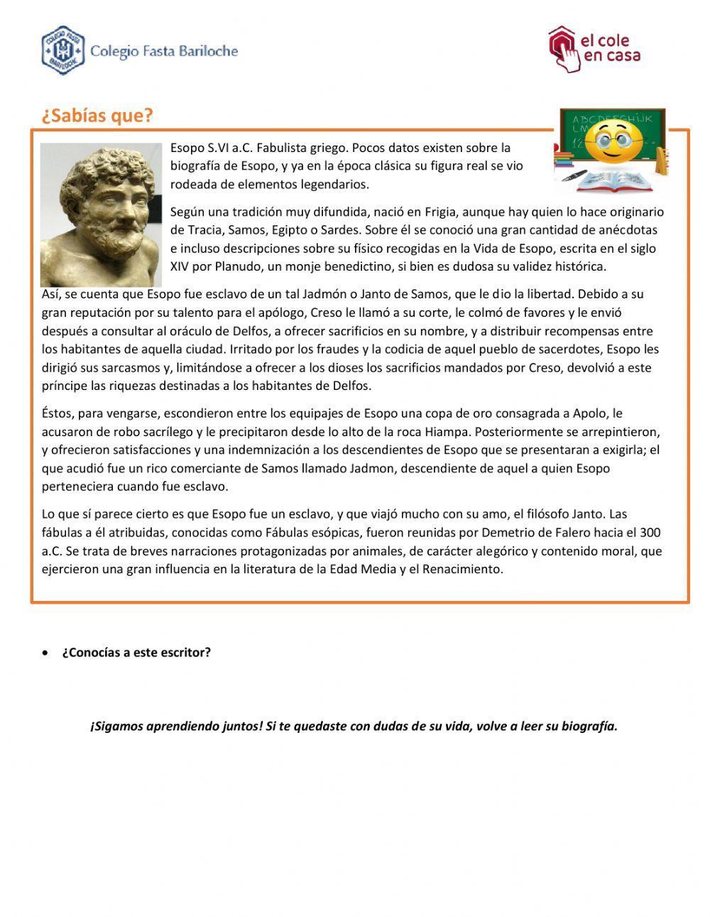 Comprensión lectora - El zorro y el cuervo