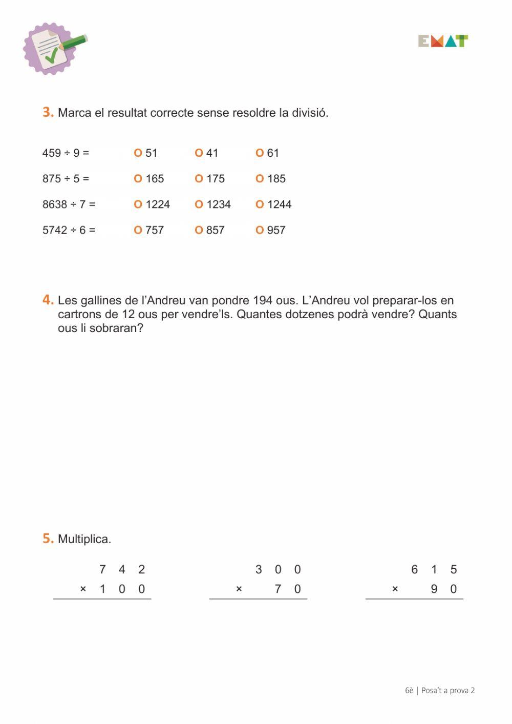 Posa't a prova 2 - 6è - 1-5