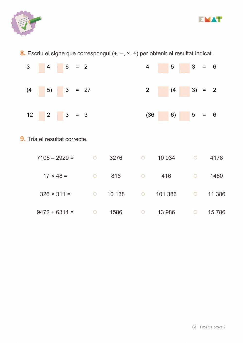 Posa't a prova 2 - 6è - 1-5