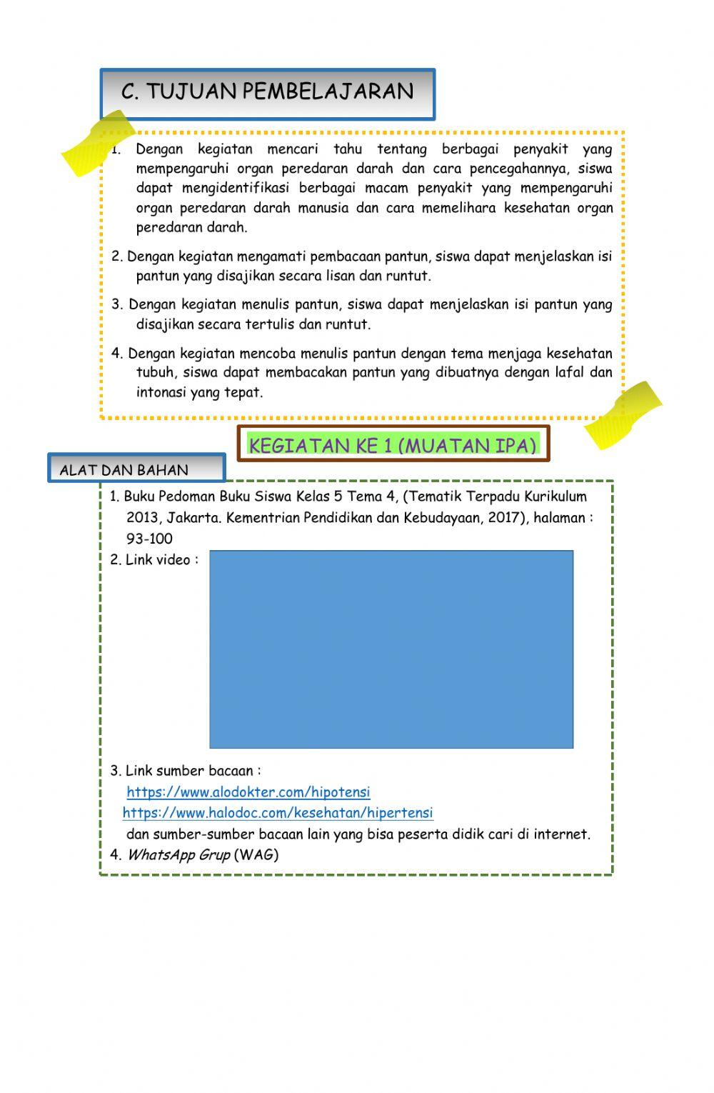 LKPD kelas 5 Tema 4 Subtema 3 Pembelajaran 1