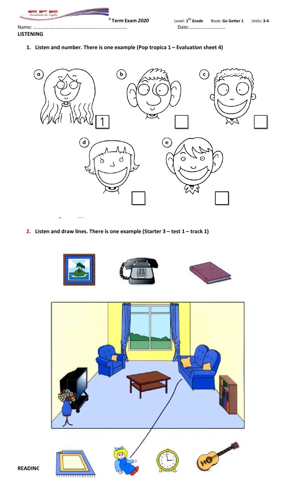 1st Grade Term Exam 3