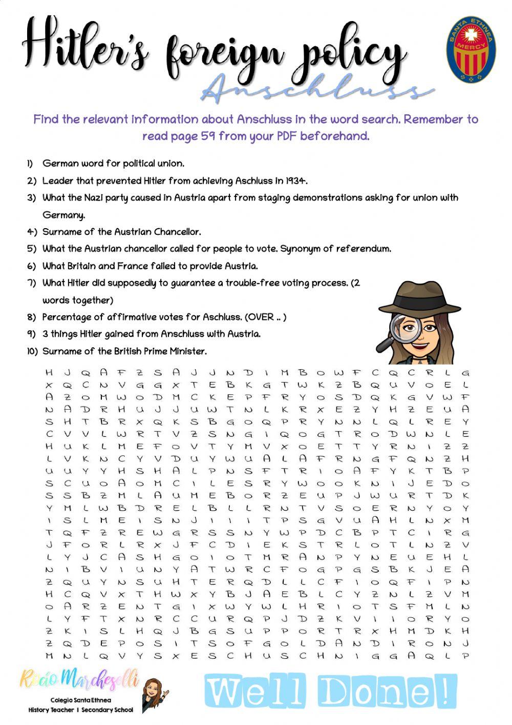 Anschluss Word search