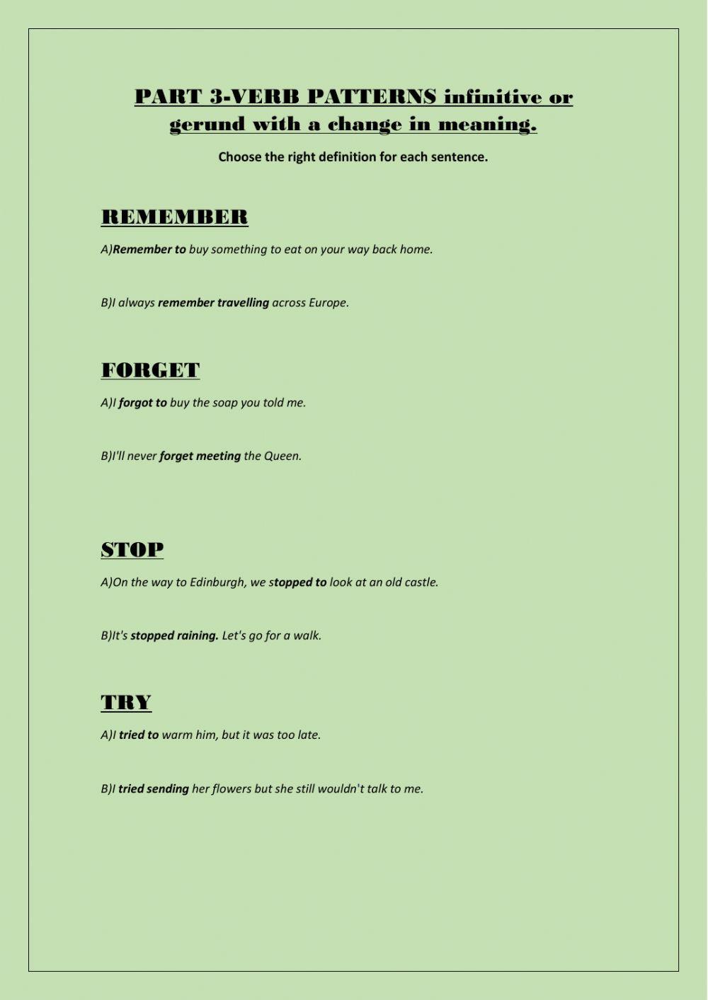 Verb patterns game from a bbc audio