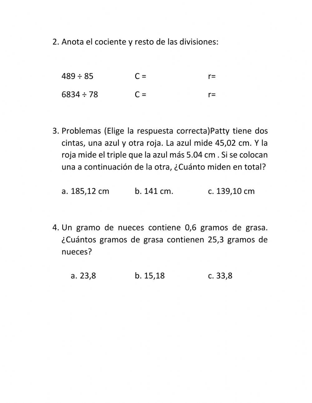 Operaciones con decimales