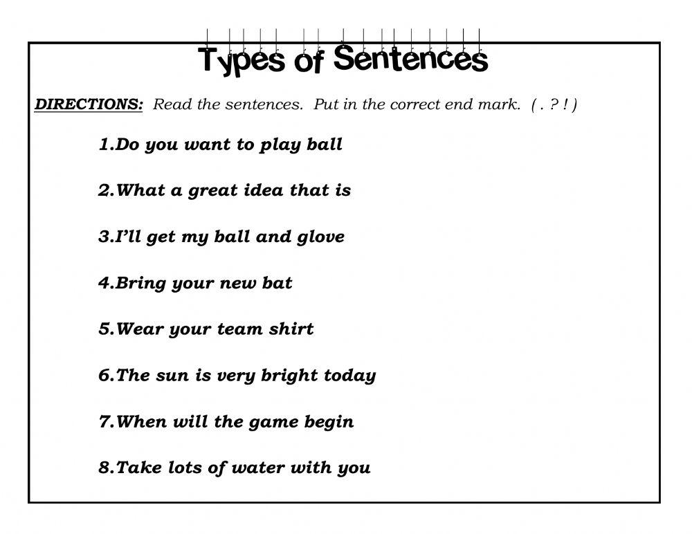 Types of Sentences - End Marks
