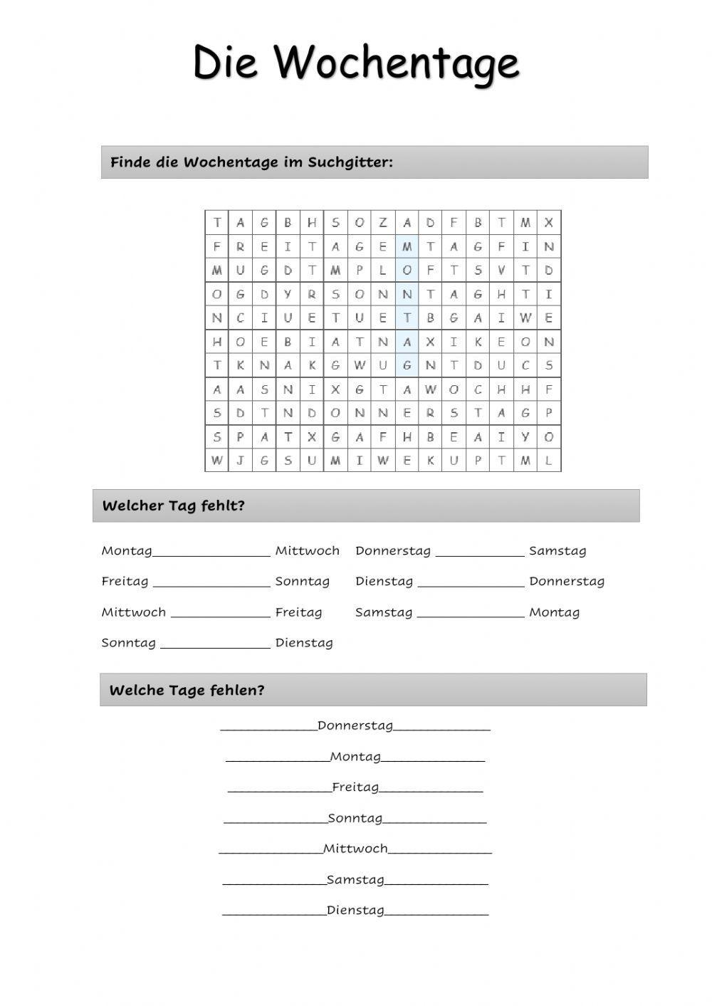 Die Wochentage