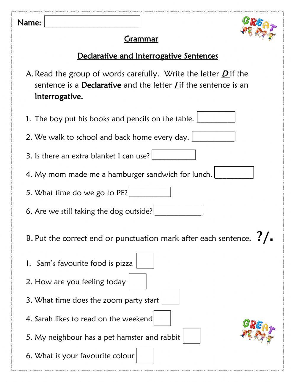 Declarative and Interrogative Sentences