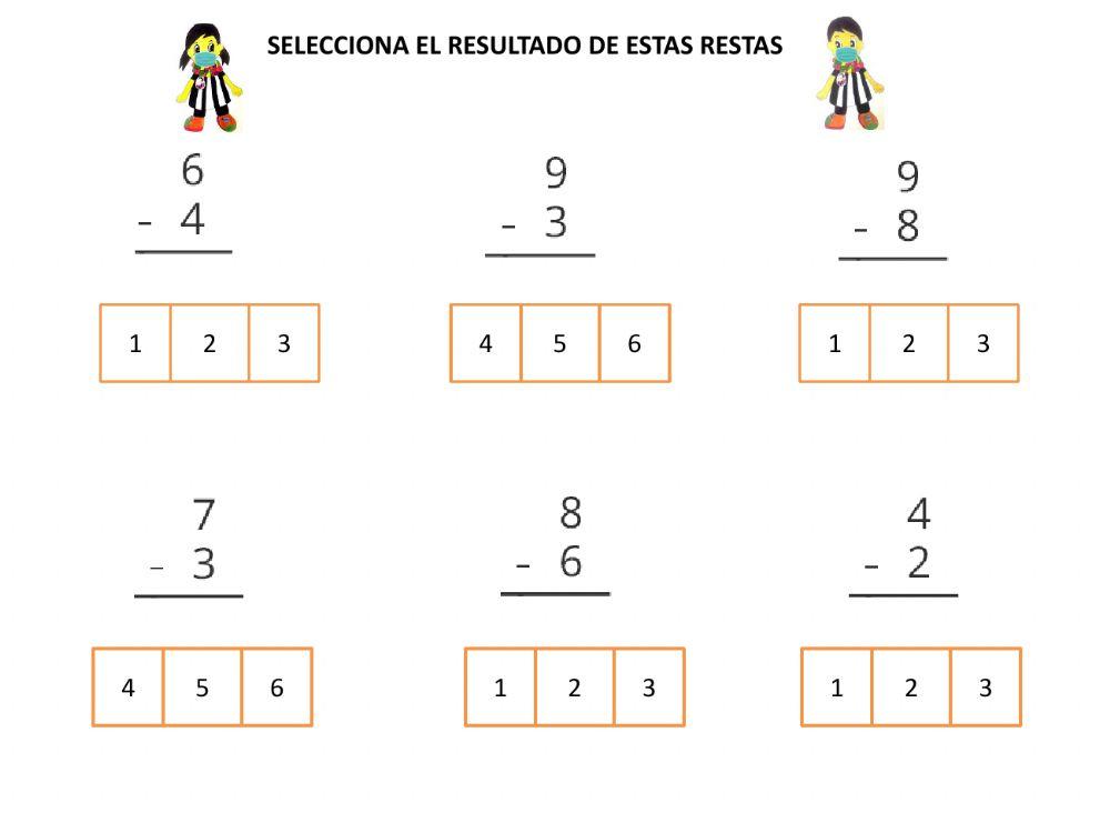 Ficha restas infantil