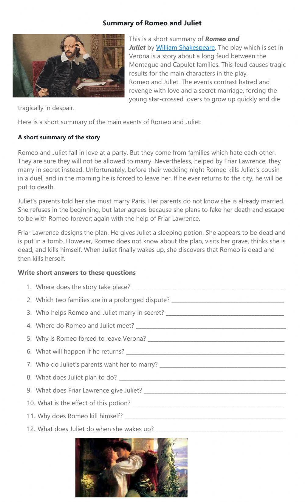 Summary of Romeo and Juliet Summary of Romeo and Juliet