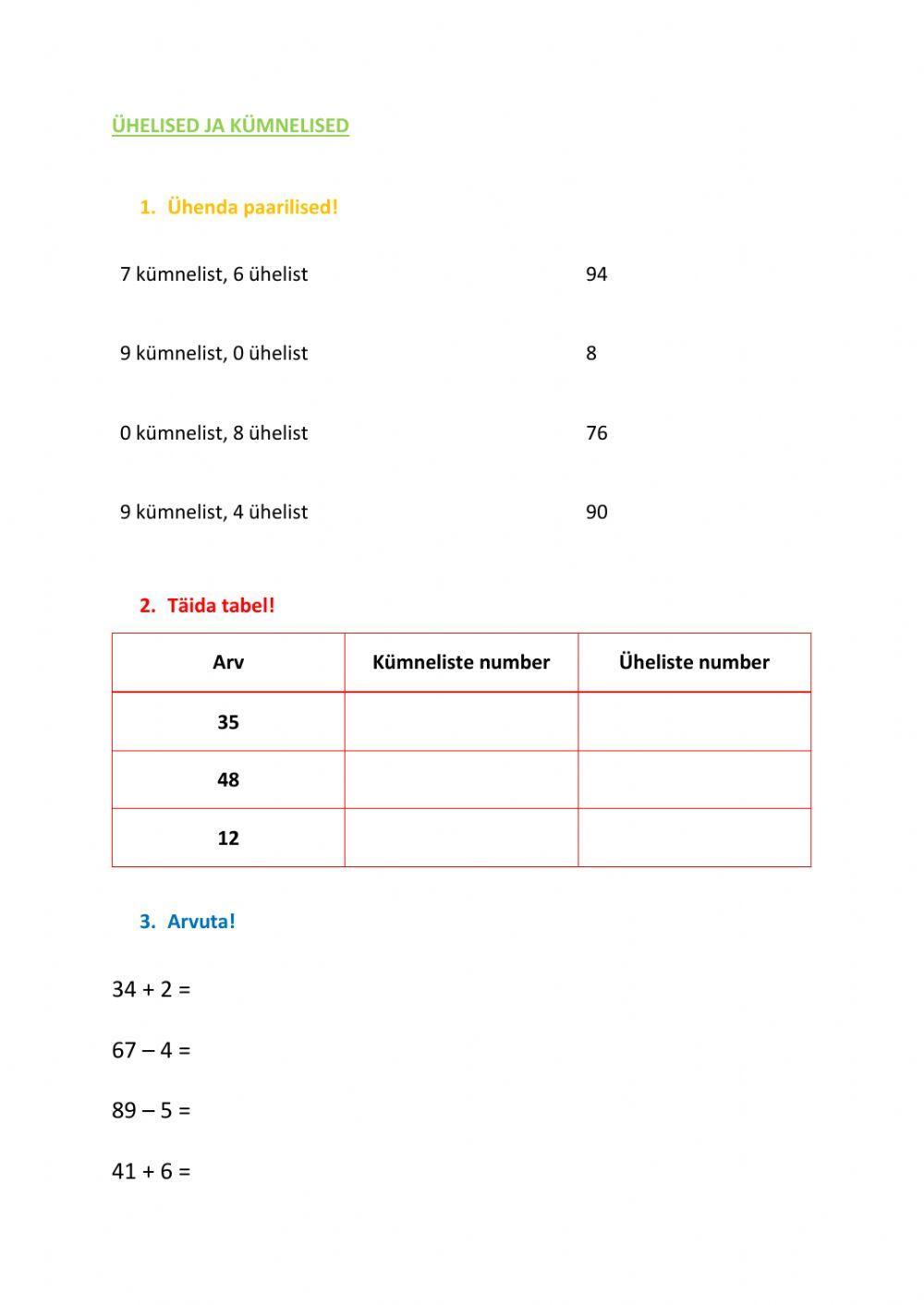 Ühelised ja kümnelised