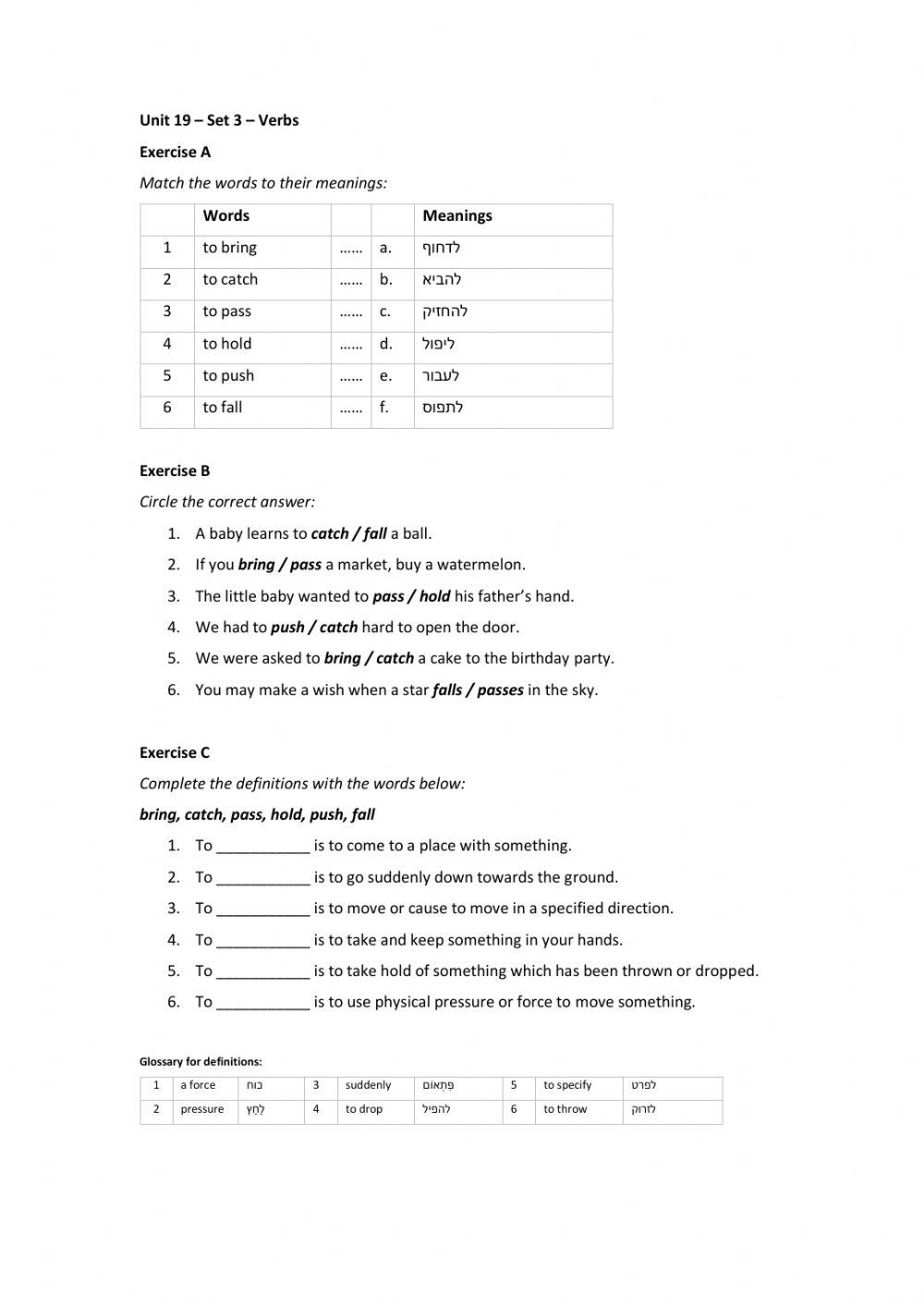 Band 1 (Core 1) - Unit 19 - Set 3