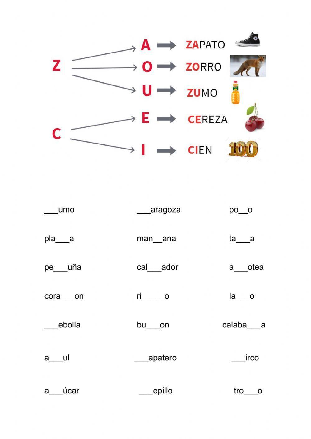 Za, zo, zu, ce, ci Za, zo, zu, ce, ci