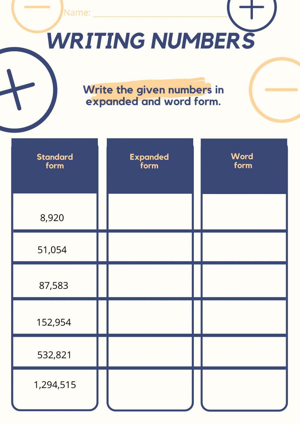 Expanded and Word form