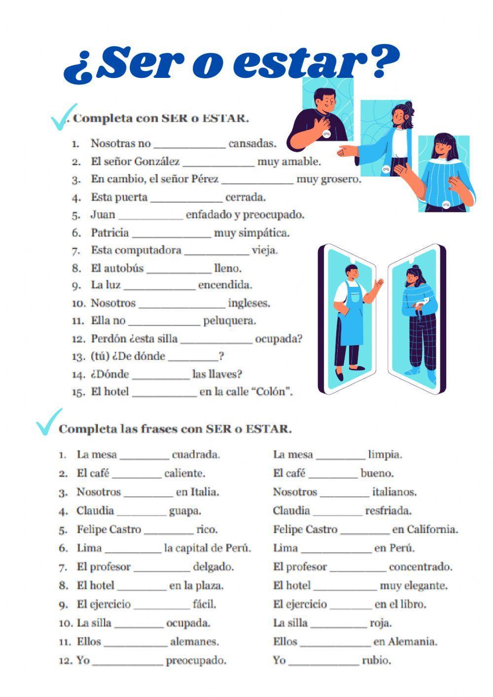 Ser o estar online exercise | Live Worksheets Ser o estar online exercise | Live Worksheets