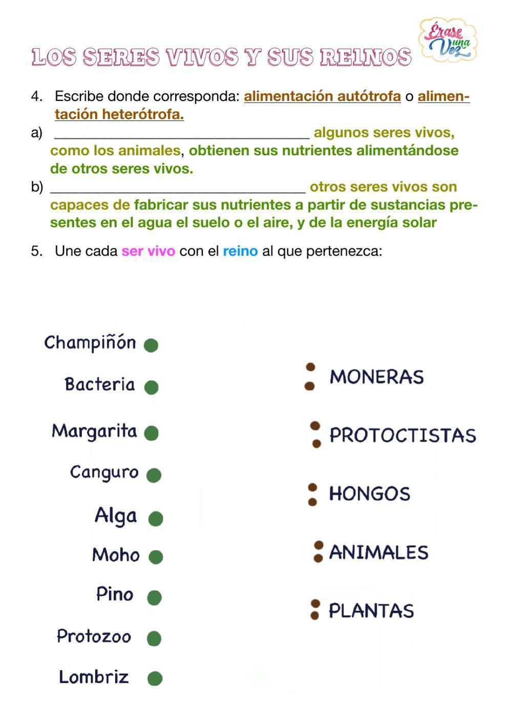 Los seres vivos y sus reinos