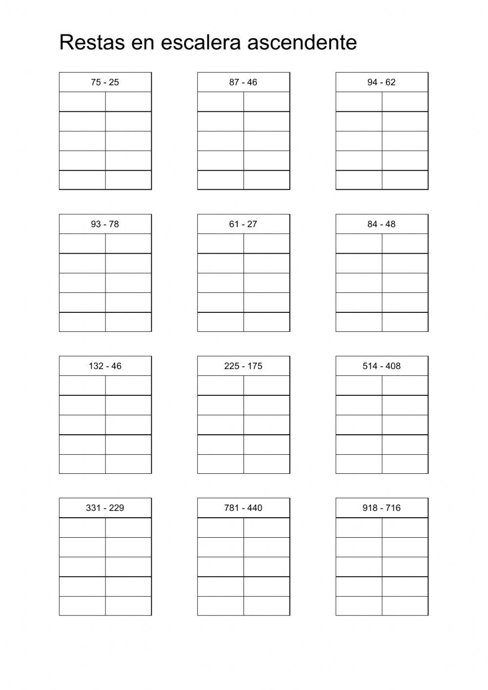 Resta en escalera ascendente