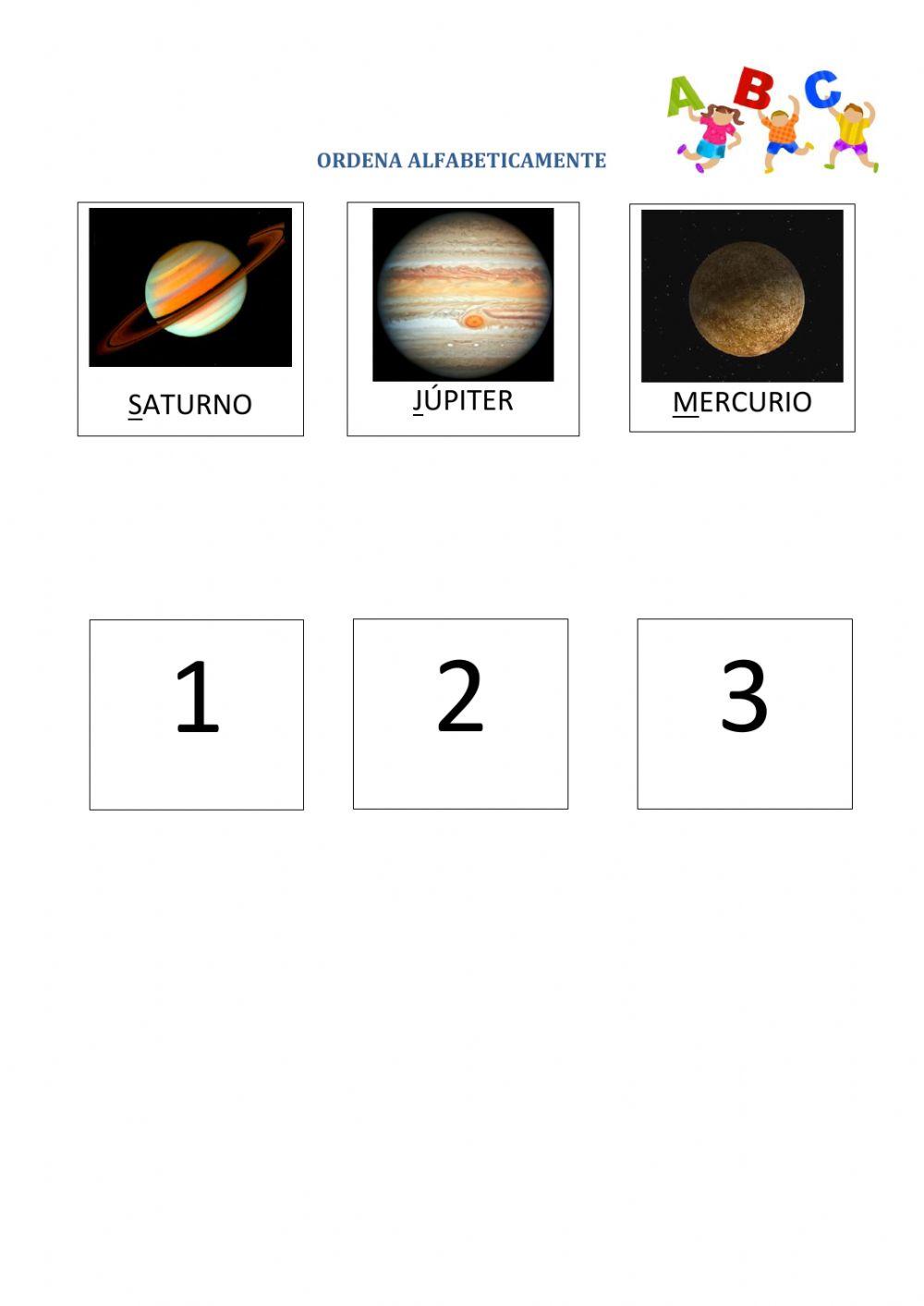 Ordenar planetas alfabeticamente