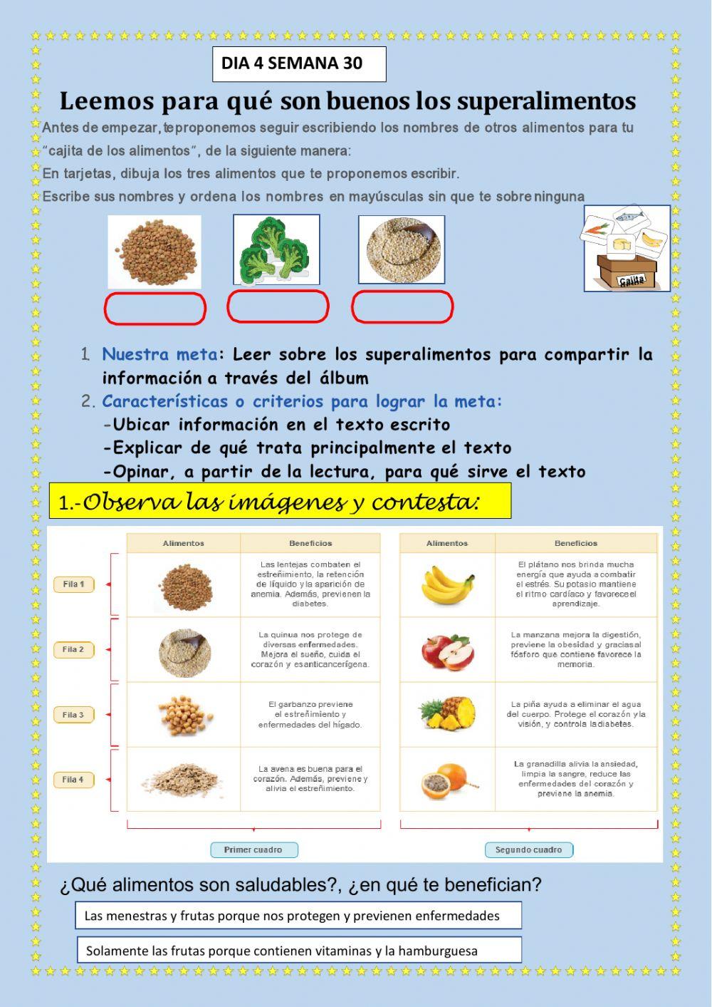 Leemos sobre los alimentos