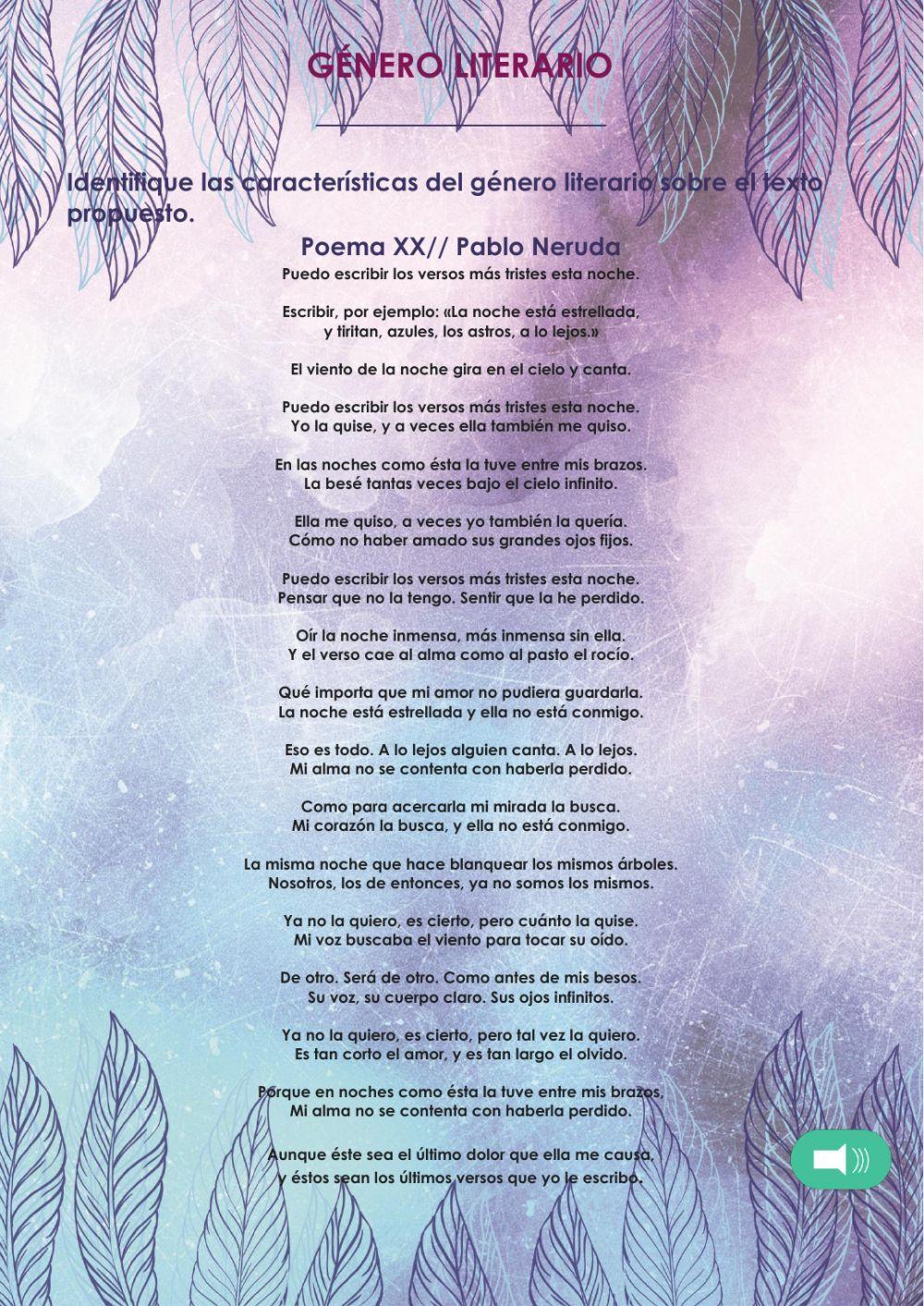 Género literario Poema XX