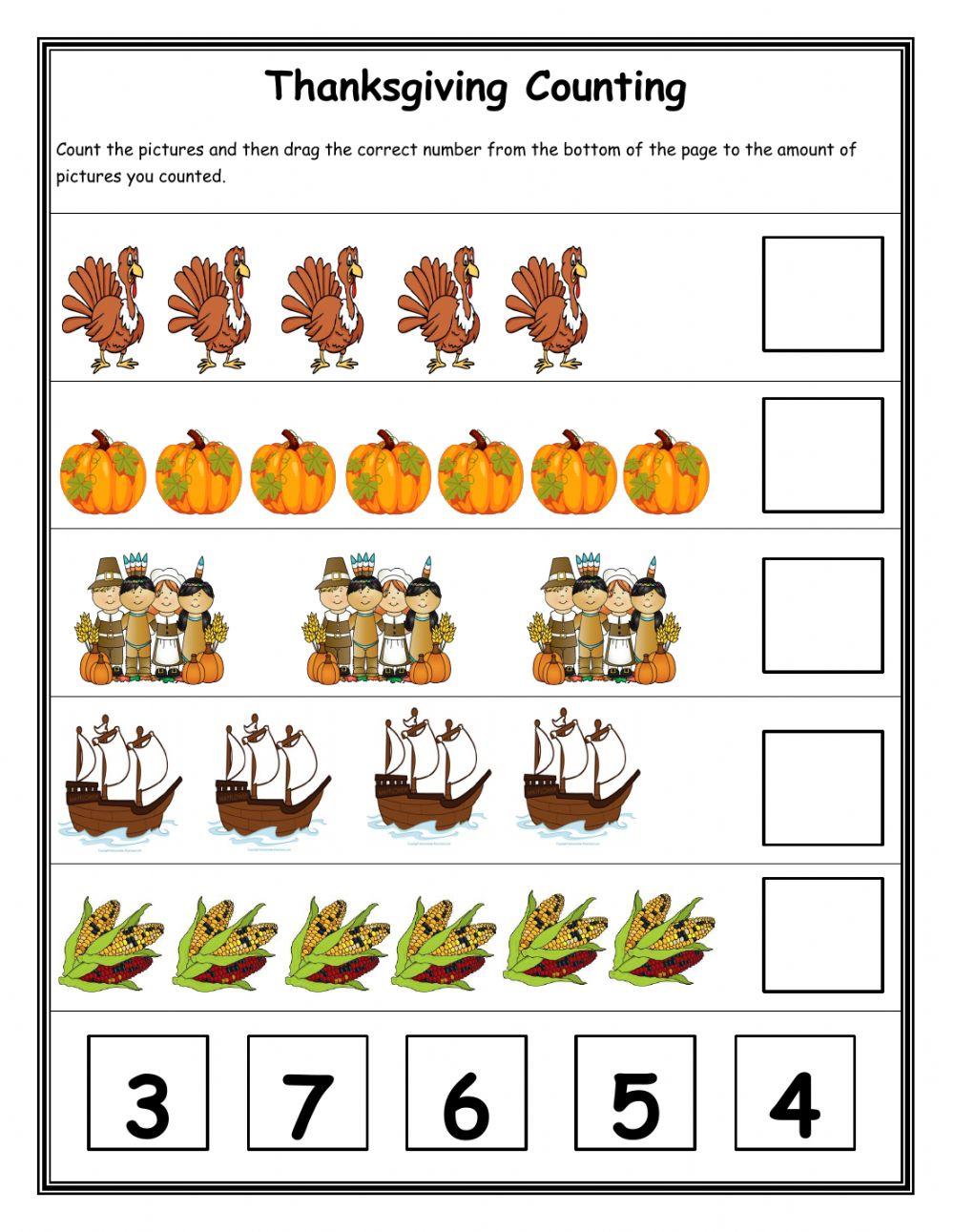 Thanksgiving Counting Worksheet Thanksgiving Counting Worksheet