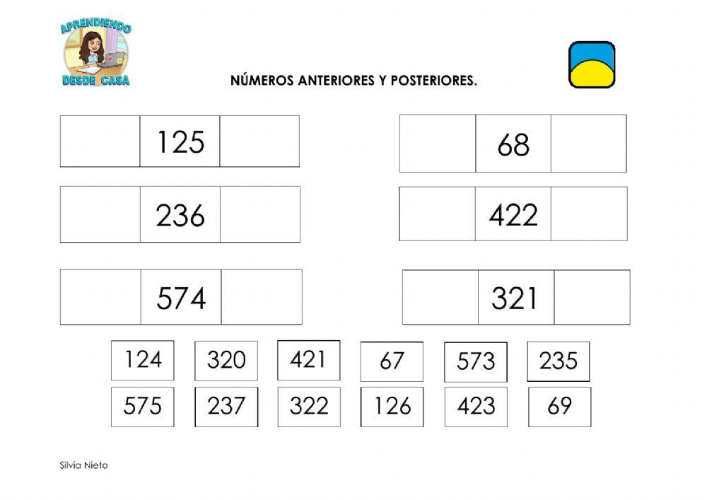 Números anteriores y posteriores