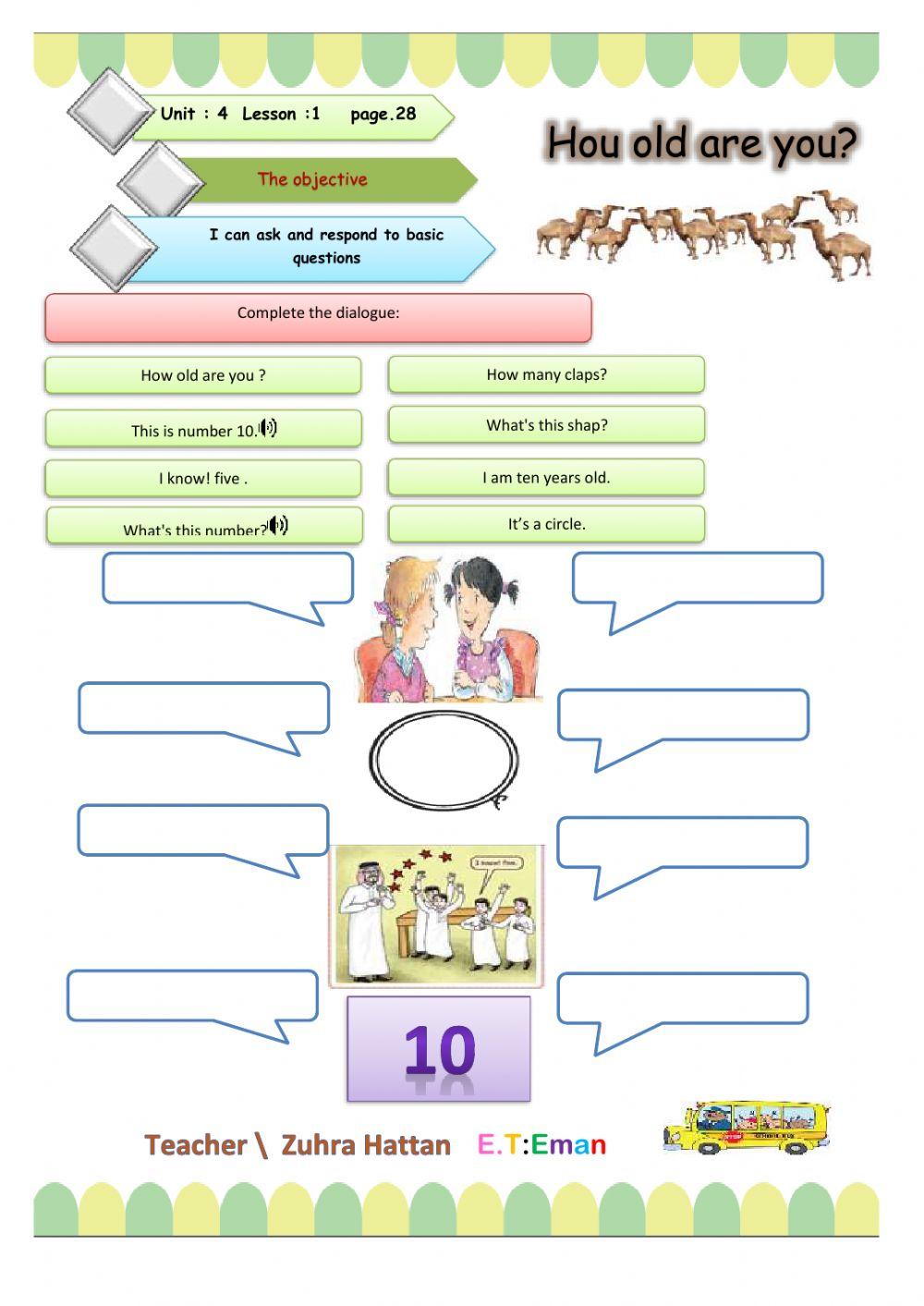 Basic questions worksheet for 1 | Live Worksheets