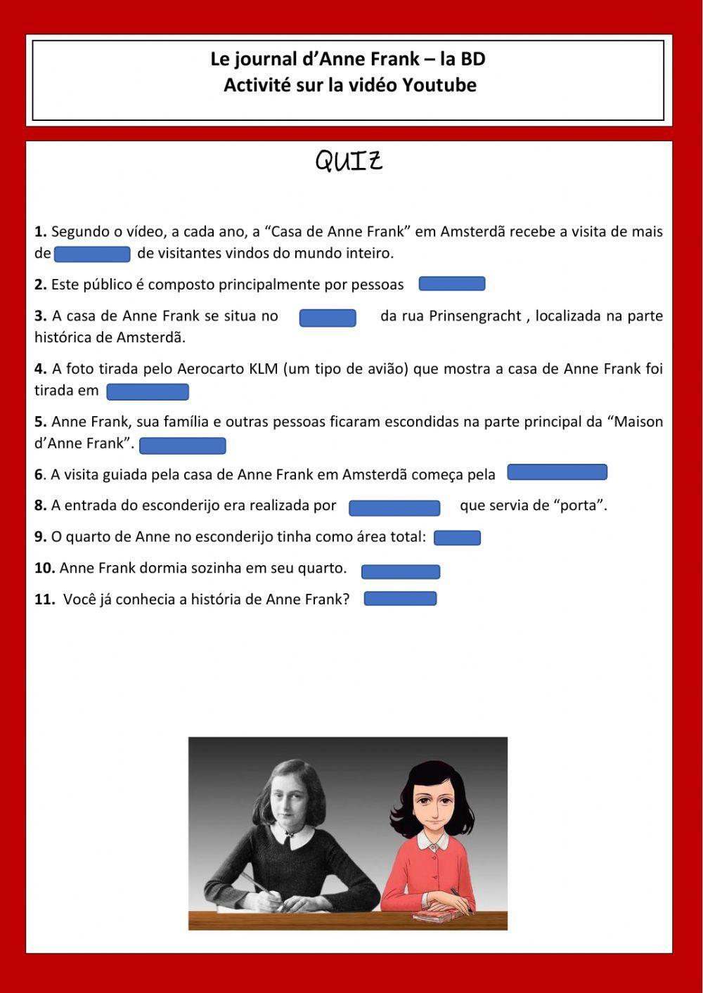 Activité - La maison d'Anne Frank- - vidéo Youtube