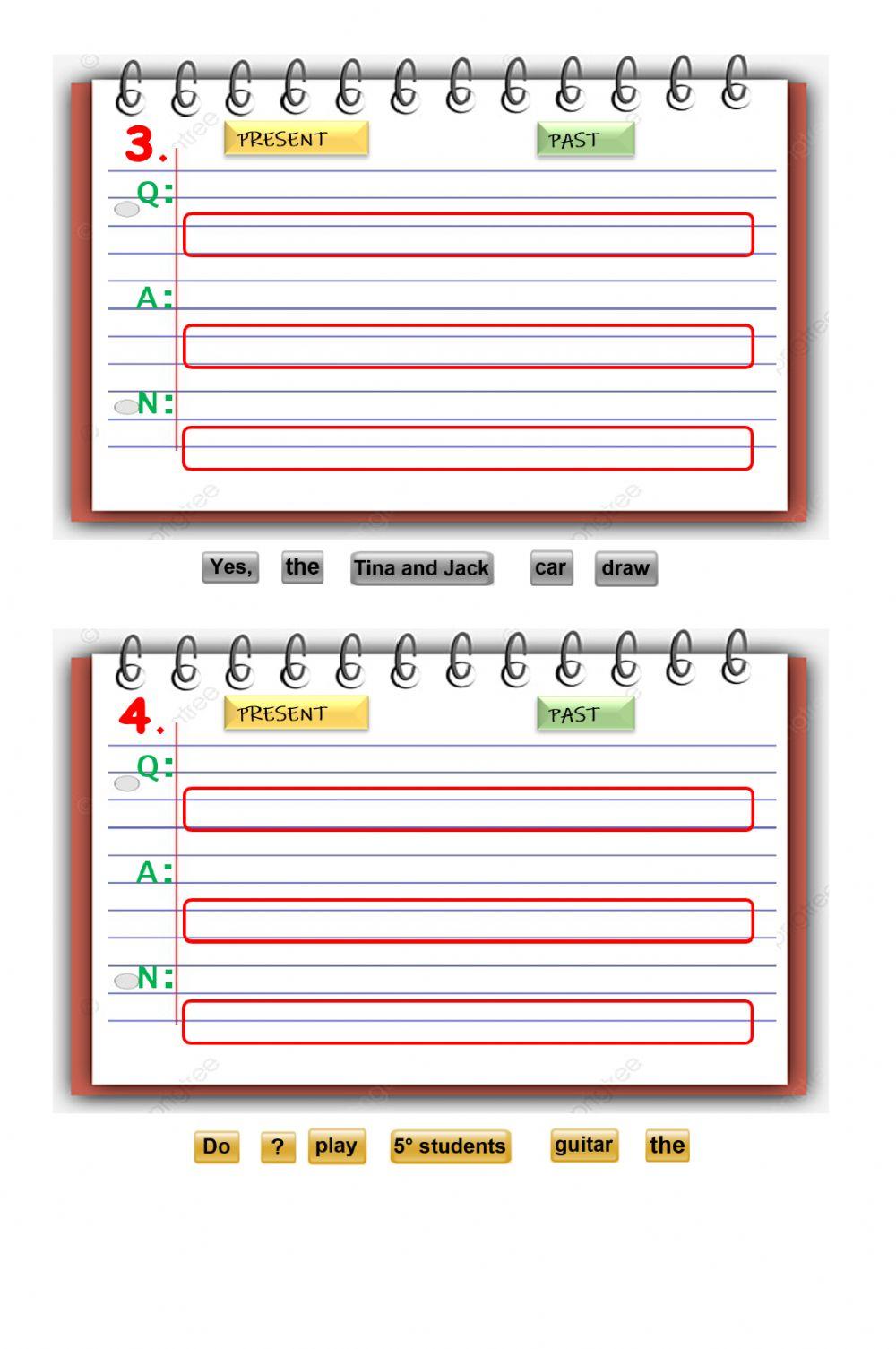 4° - Present and Past Simple - Organize the sentences