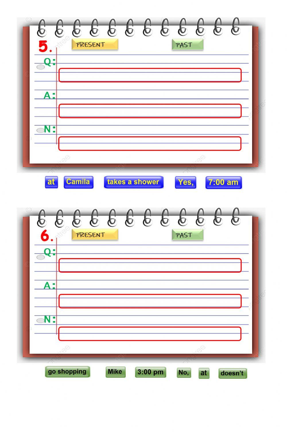 4° - Present and Past Simple - Organize the sentences