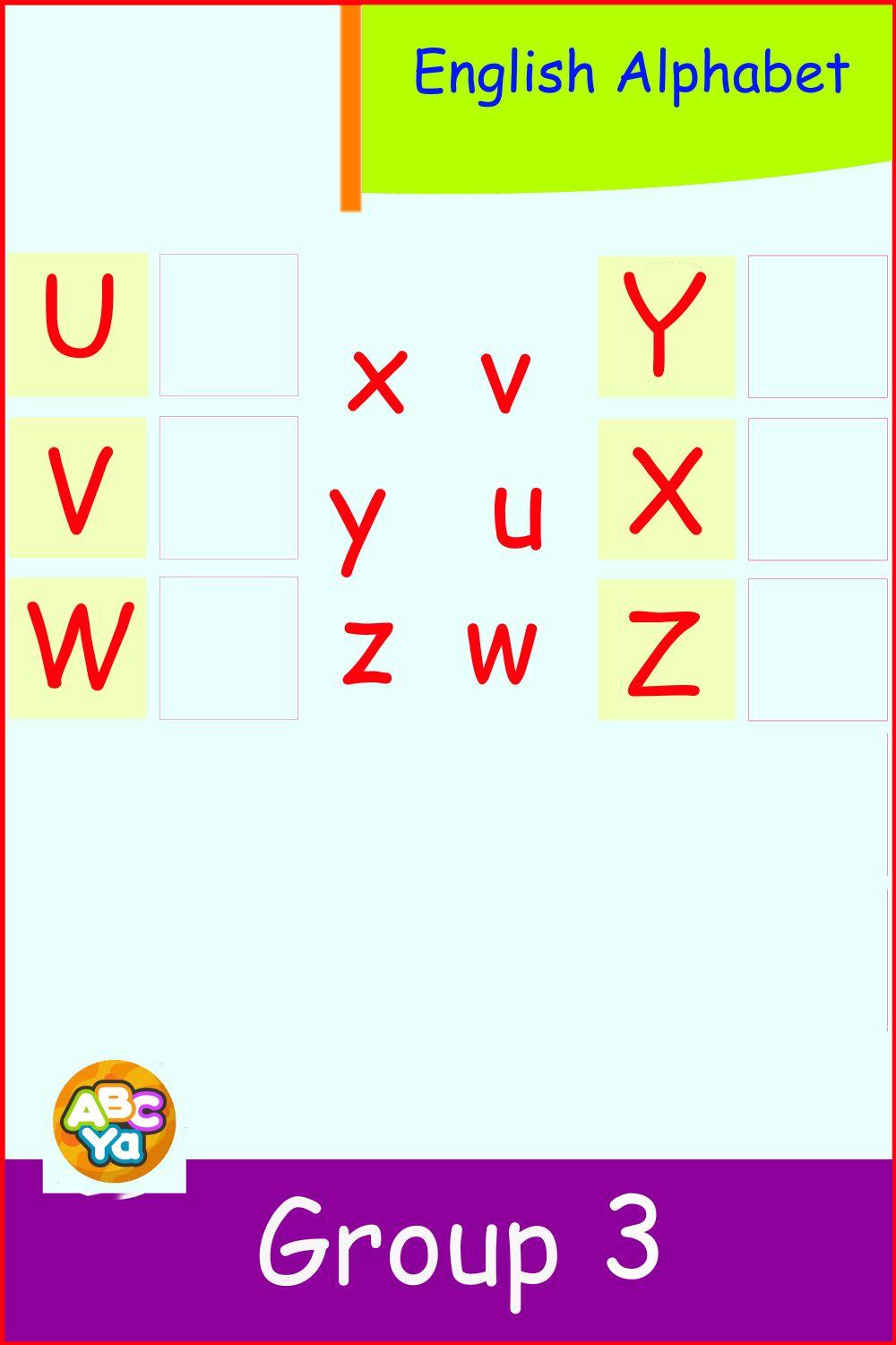 English Alphabet - Group 3 - U - Z