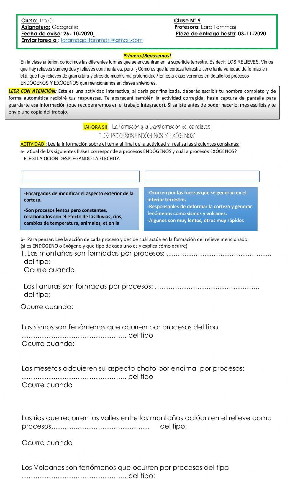 Procesos endógenos y exógenos