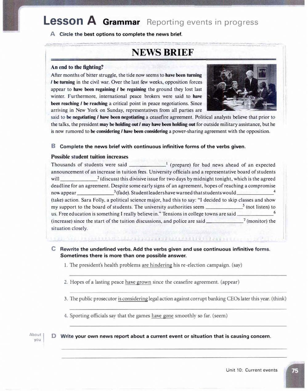 Continuous infinitives