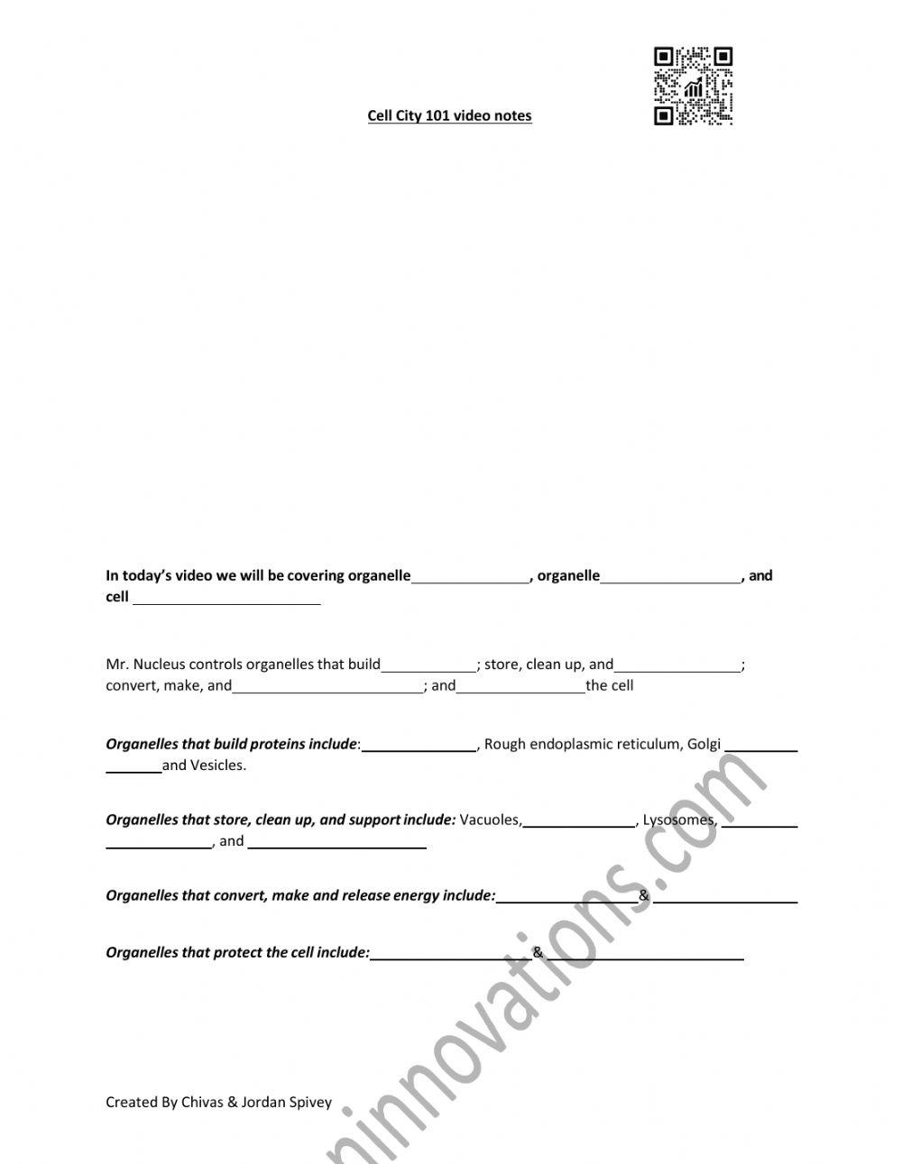 Cell City 101 Video Notes with Video & Quiz