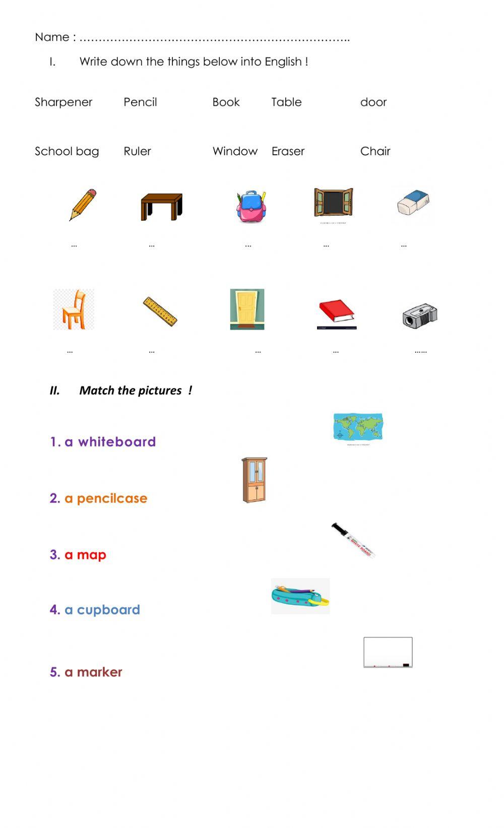 Things in the classroom