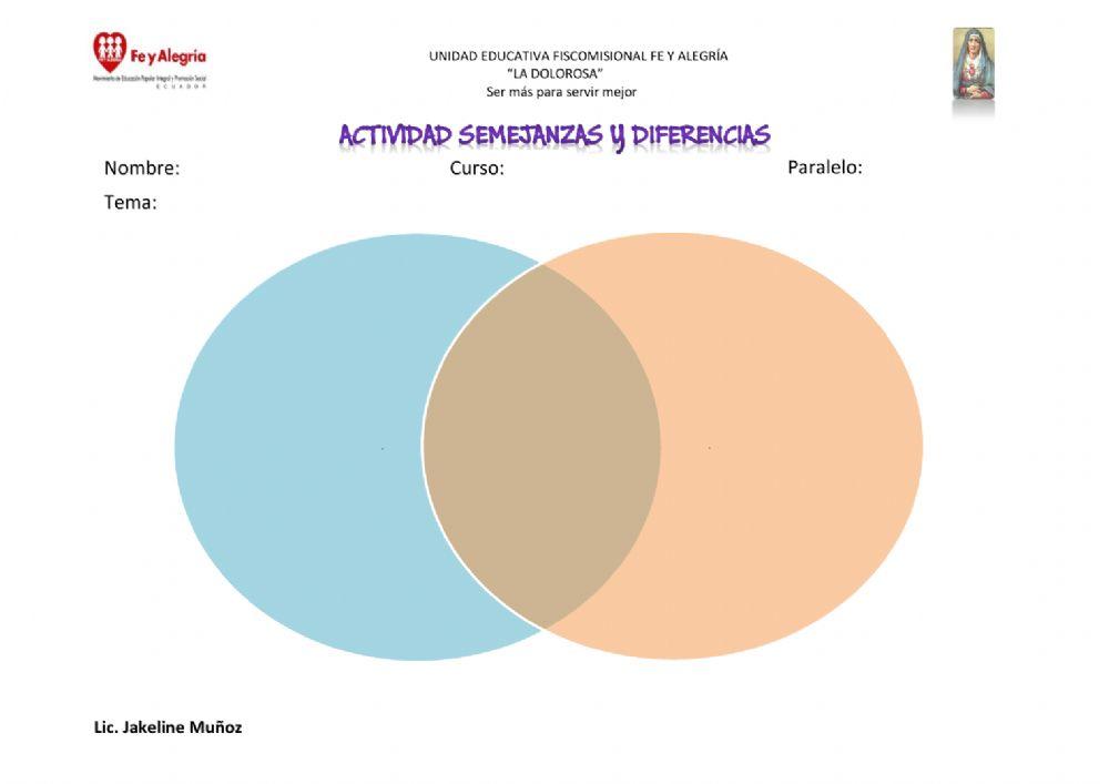 Ficha semejanzas y diferencias (diagrama de veen)