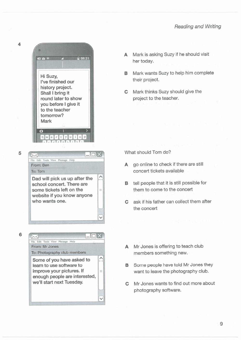 Reading Exercise A2 KET T1 part1 and 2 2020