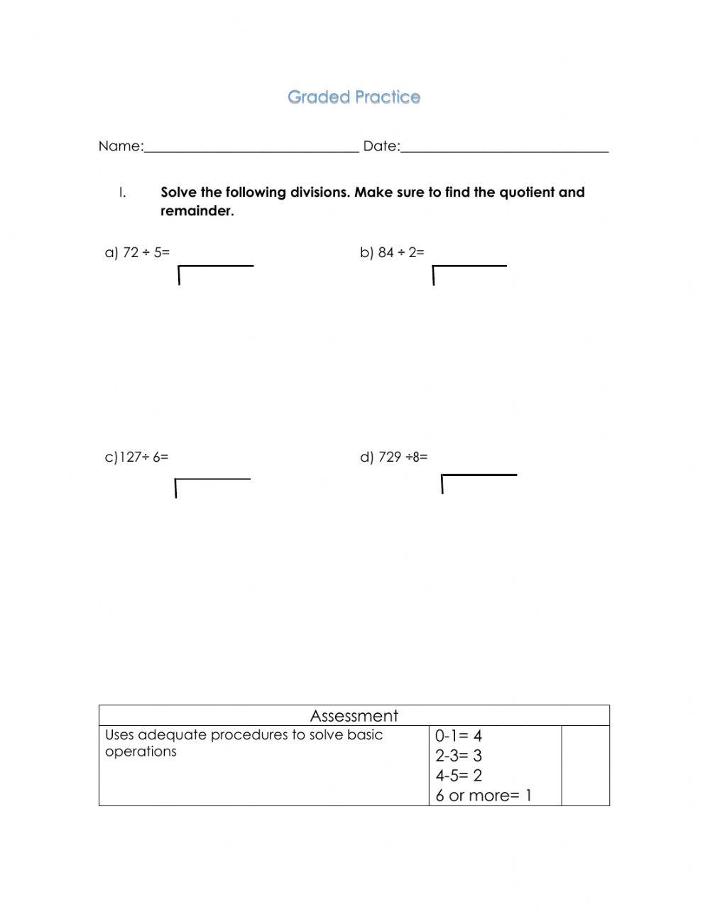 Graded Practice Divisions
