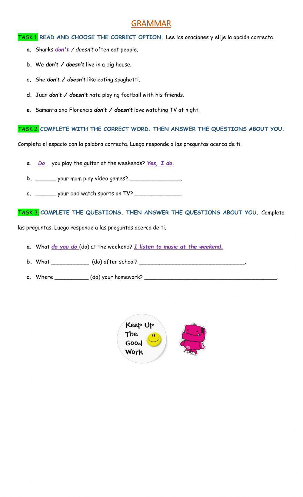 3rd Kids T.T Practical Work Unit 7