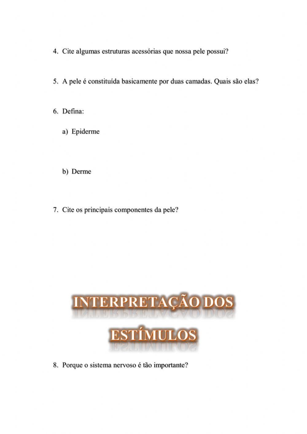 Tato e interação dos estímulos: sistema nervoso