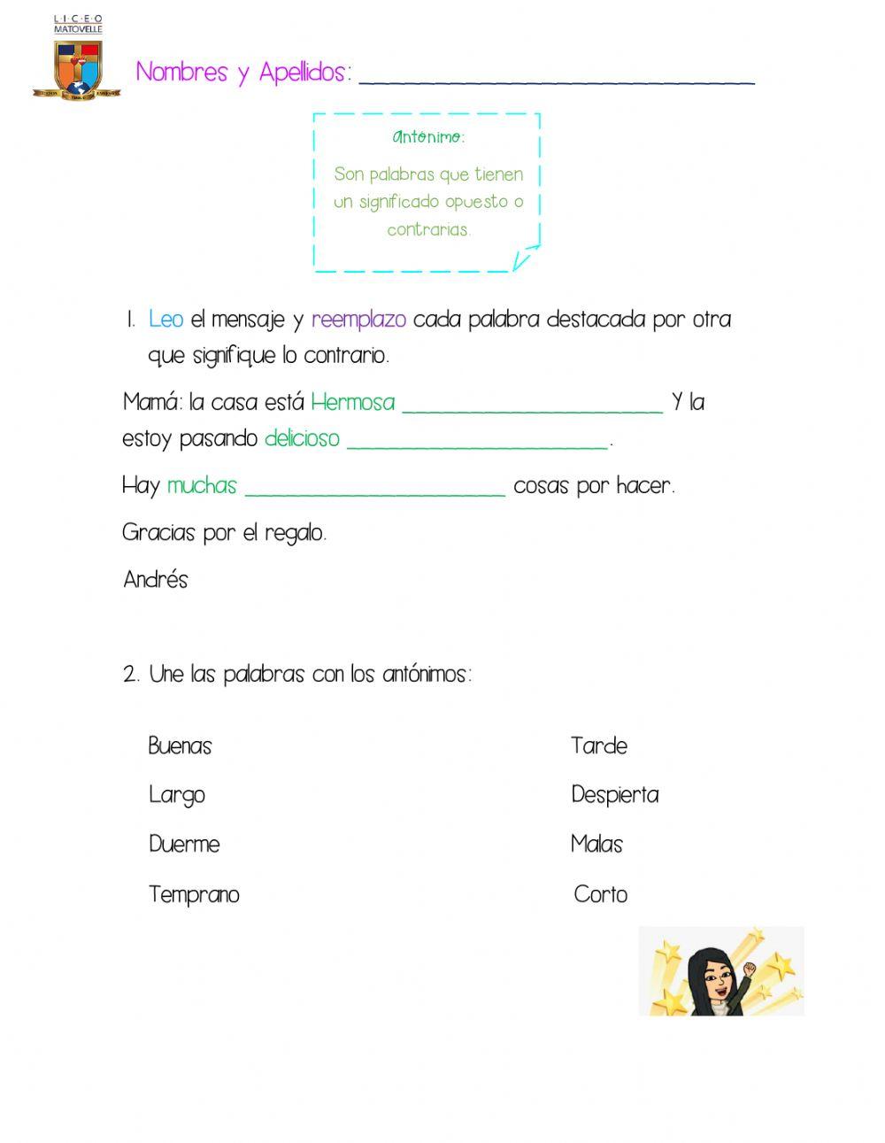 Sinónimos y antónimos