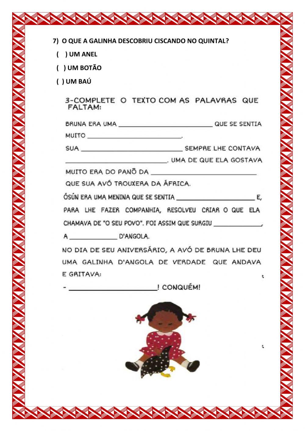 Bruna e a Galinha d-Angola quarto ano