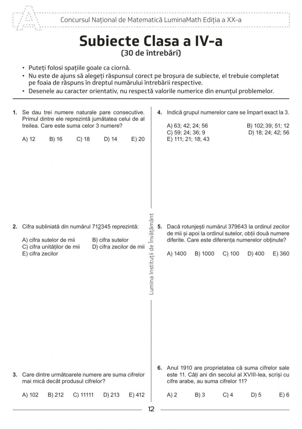 Subiecte LuminaMath 2016