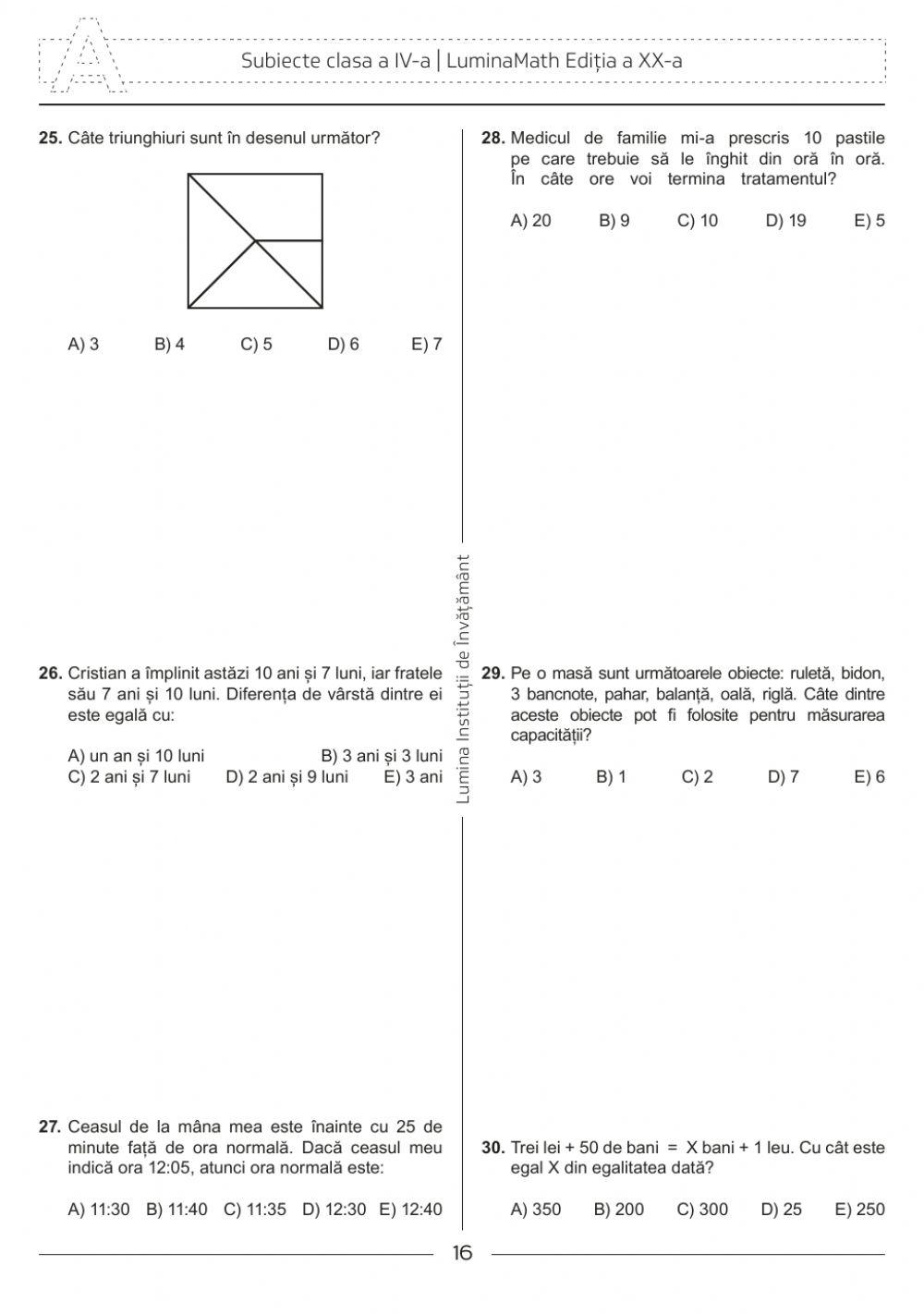 Subiecte LuminaMath 2016