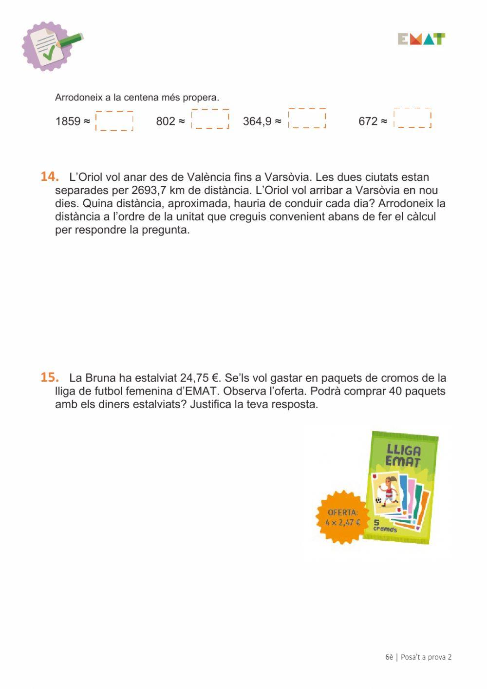 Posa't a prova 2 - 6è - 6-10