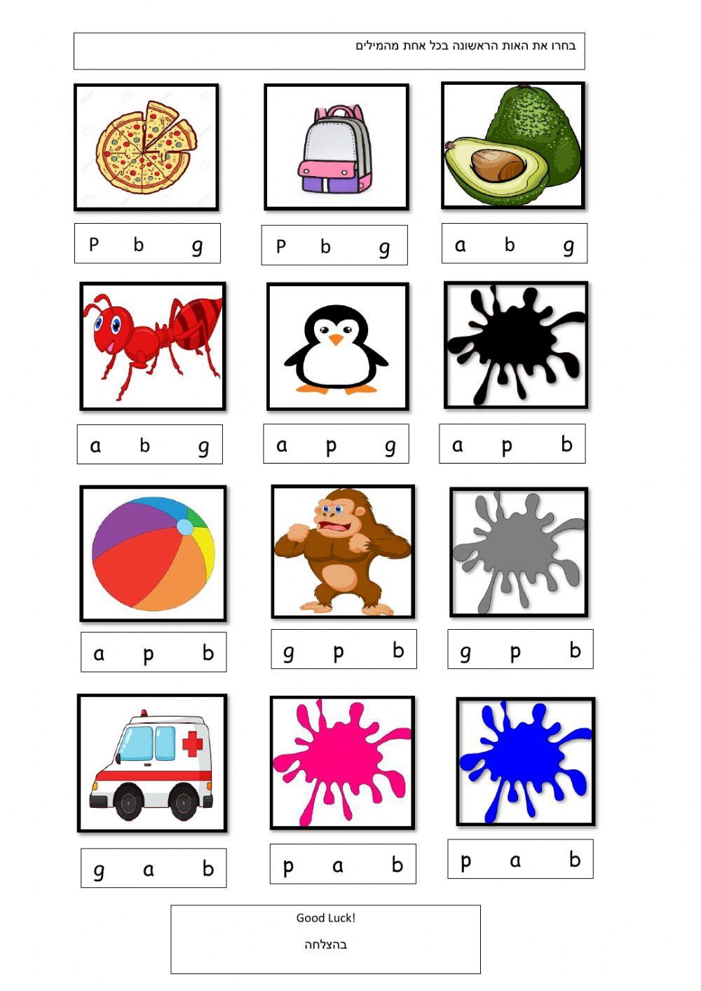 The letters a,b ,p ,g