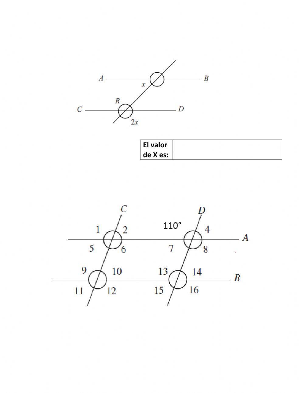Paralelas cortadas por una transversal (ecuaciones)