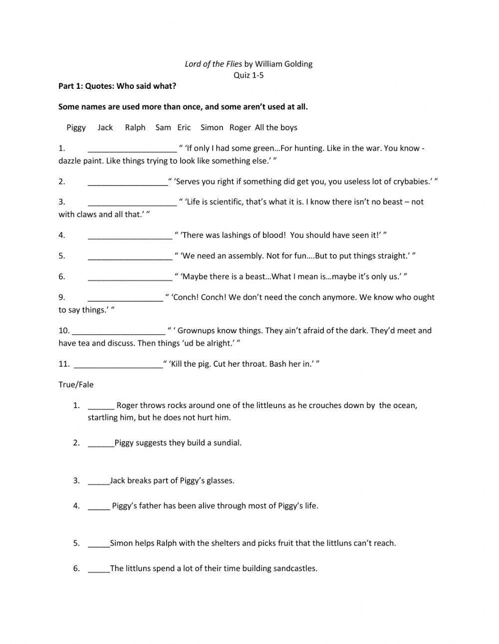 Lord of the Flies 1-5