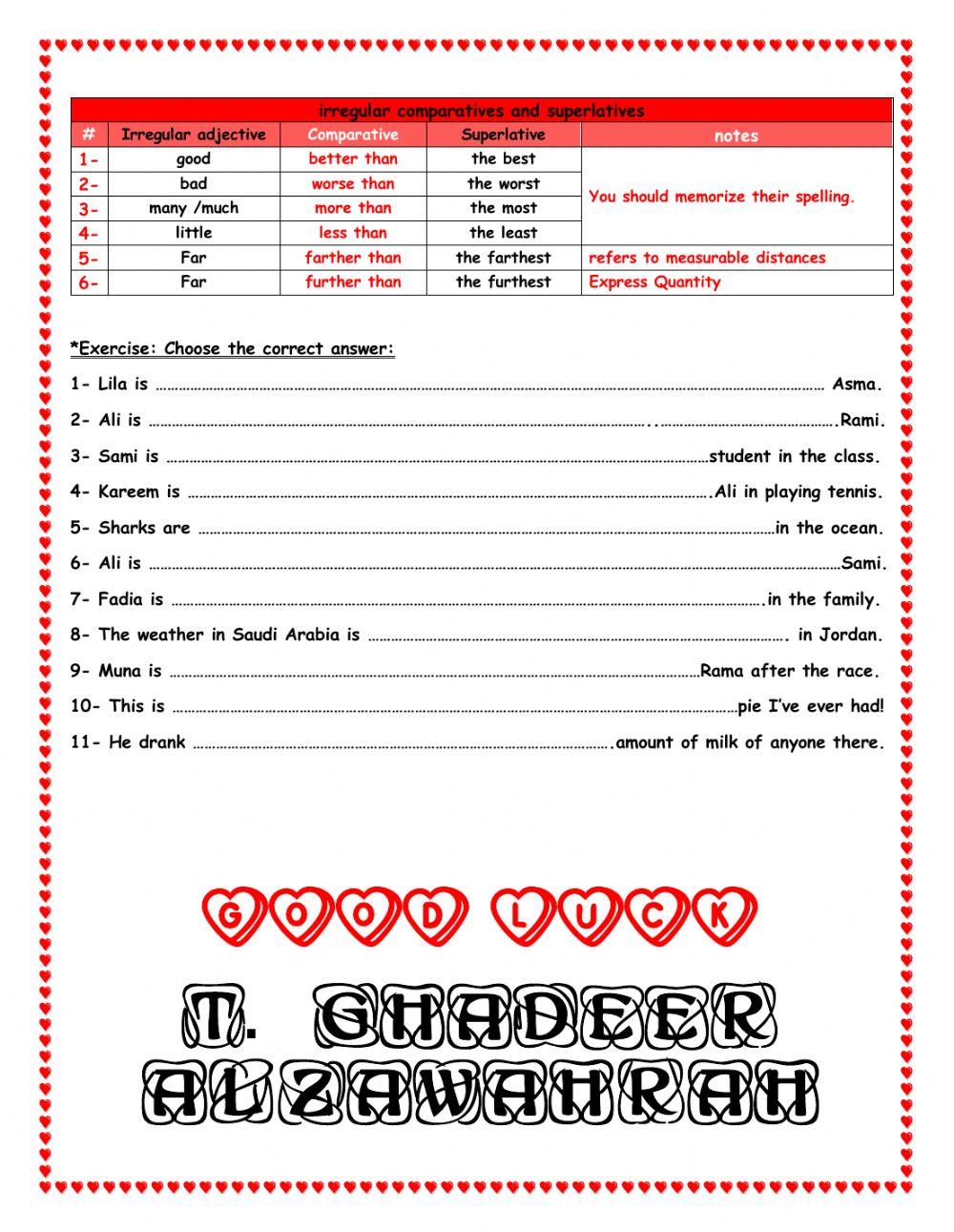 The comparative and superlative
